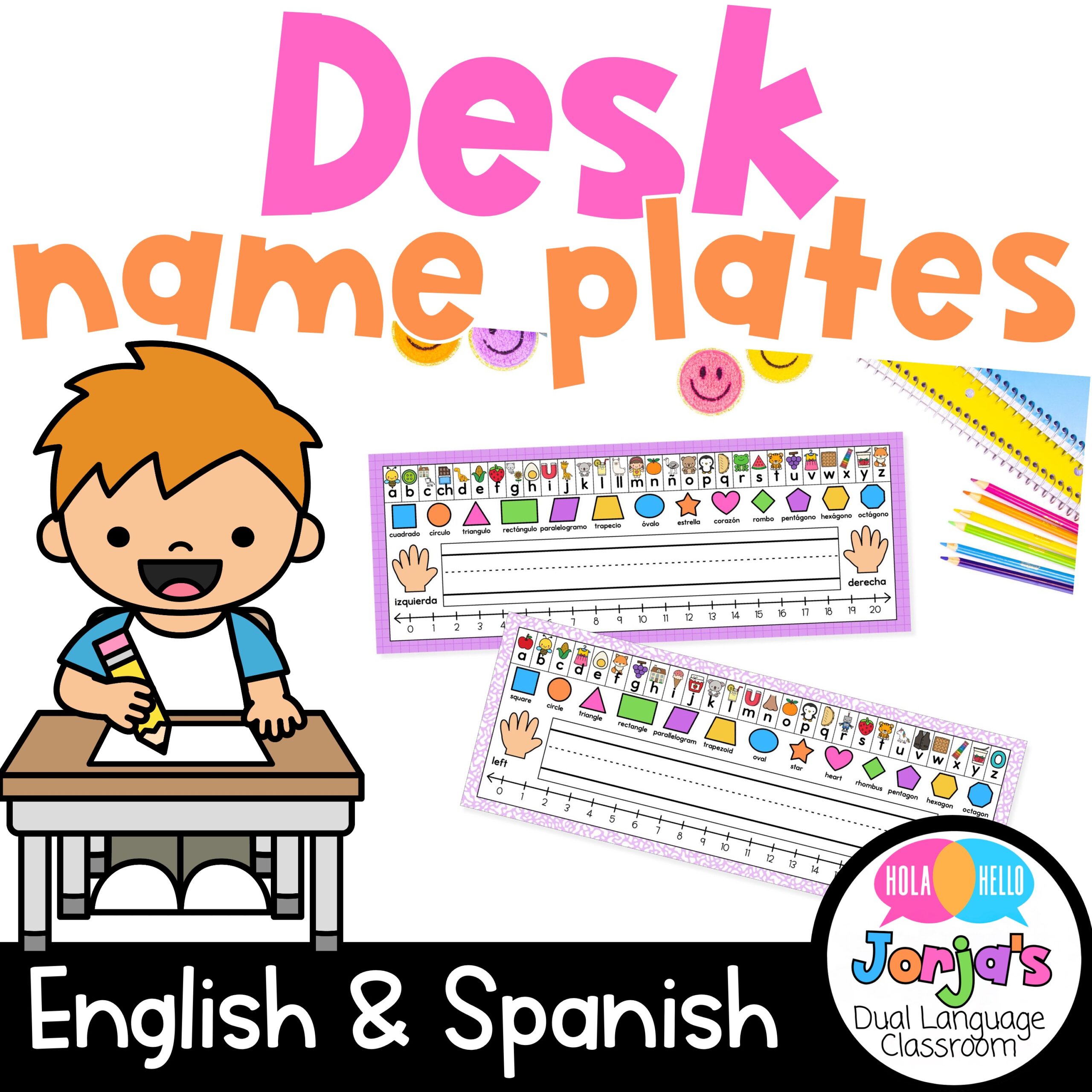 desk name plates english adn spanish