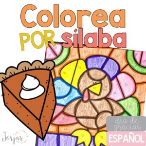Colorea por sílaba Día de gracias Thanksgiving in Spanish Sílabas con a