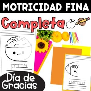 Motricidad fina Completa la figura Día de Gracias Thanksgiving in Spanish