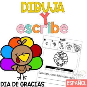 Escritura Día de Gracias Writing in Spanish Thanksgiving Directed Drawing