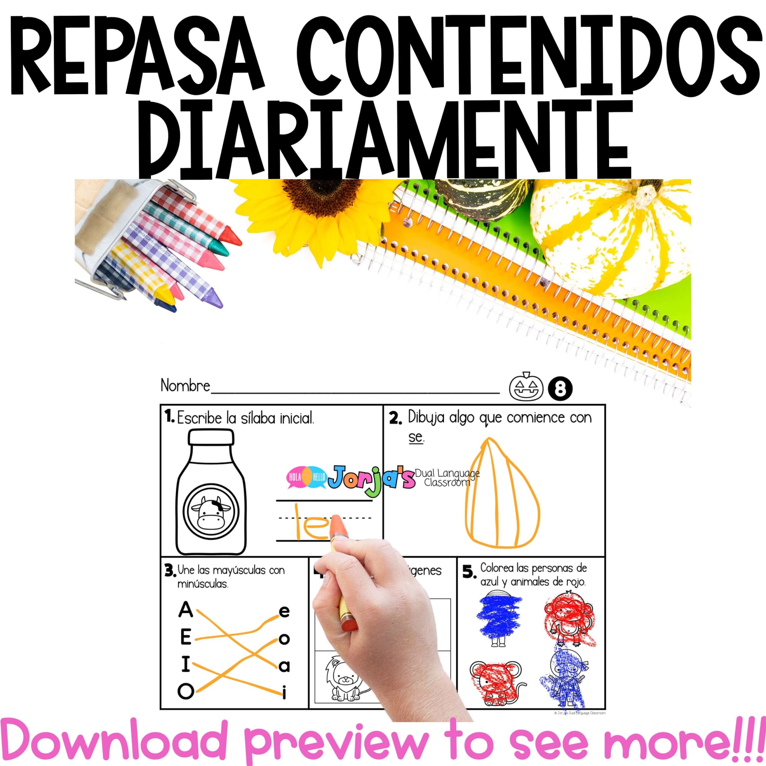 Repaso de lectura Kinder Octubre Literacy Review Kinder in Spanish - Image 2